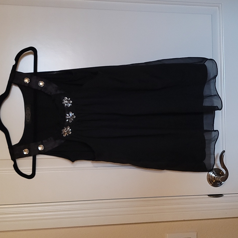 Black flowy rhinestone tank top